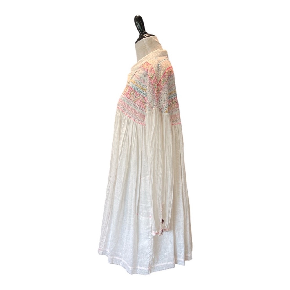 FREE PEOPLE ANNA MARIE EMBROIDERED BUTTON FRONT LONG SLEEVE TUNIC SHIRTDRESS - Picture 6 of 12